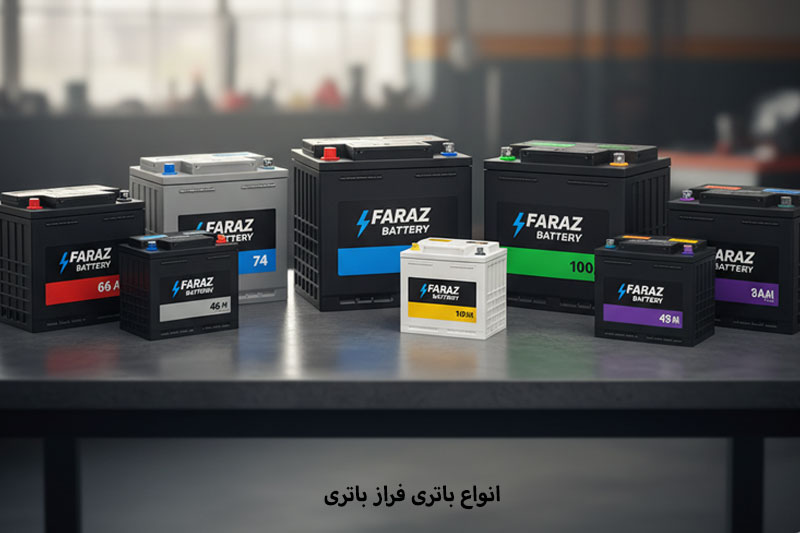 انواع باتری فراز باتری که روی میز چیده شده